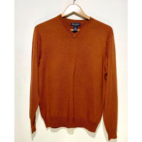 Garret scott sweater extra fine merino wool orange accademia office preppy men M - Picture 1 of 4
